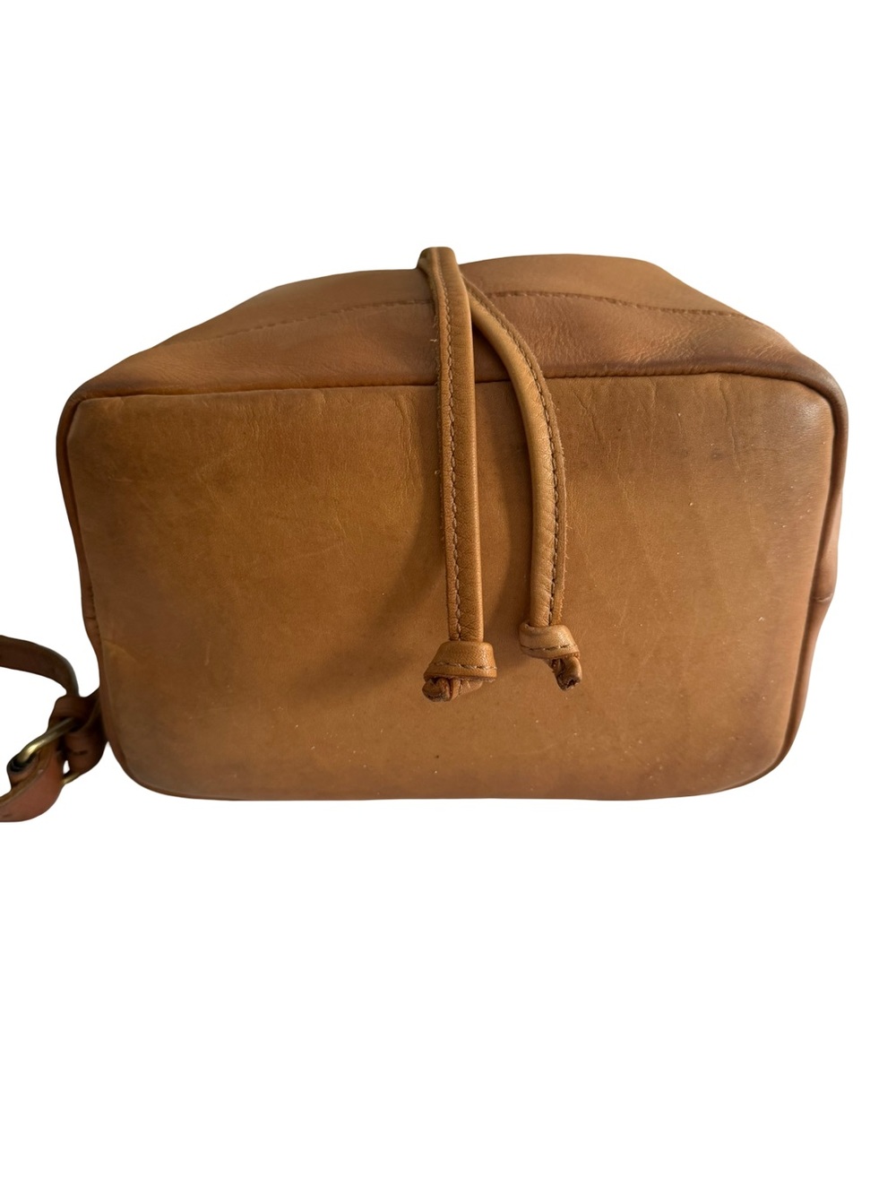 Madewell Tan Brown Leather Bucket Drawstring Bag Brown Purse Crossbody Shoulder - Picture 3 of 16
